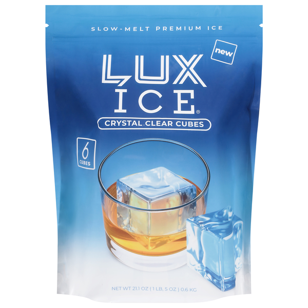Lux Crystal Clear Slow-Melt Ice Cubes - 6 ct