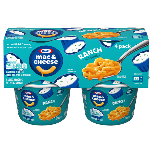 Kraft Ranch Mac & Cheese Dinner Microwavable Cup - 4 ct