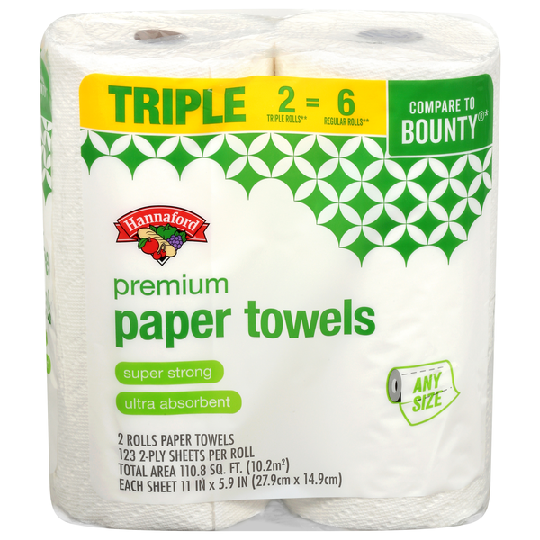 Hannaford 2-Ply White Premium Triple Roll Paper Towels - 2 ct