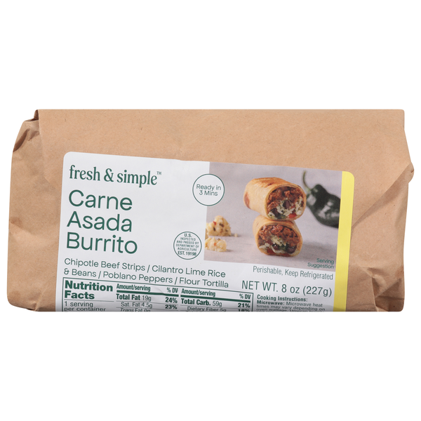 Fresh & Simple Carne Asada Burrito Refrigerated