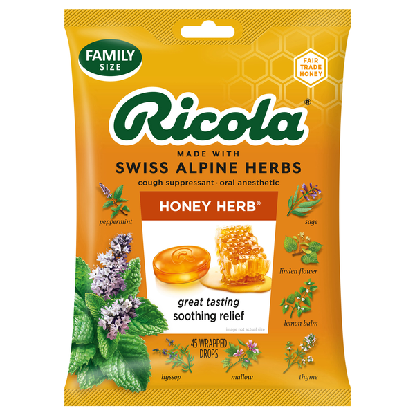 Ricola Honey Herb Cough Suppressant Throat Drops Family Size