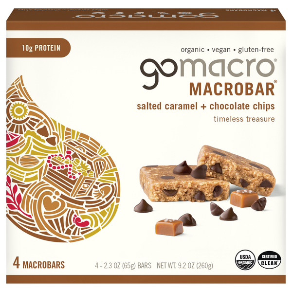 GoMacro Organic Salted Caramel + Chocolate Chips Macrobars - 4 ct