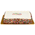 Our Brand Bakery Happy Birthday Chocolate Cake w/White Border 1/4 Sheet