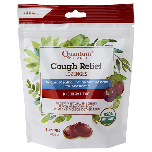 Quantum Health Organic Bing Cherry Flavored Cough Relief Lozenges