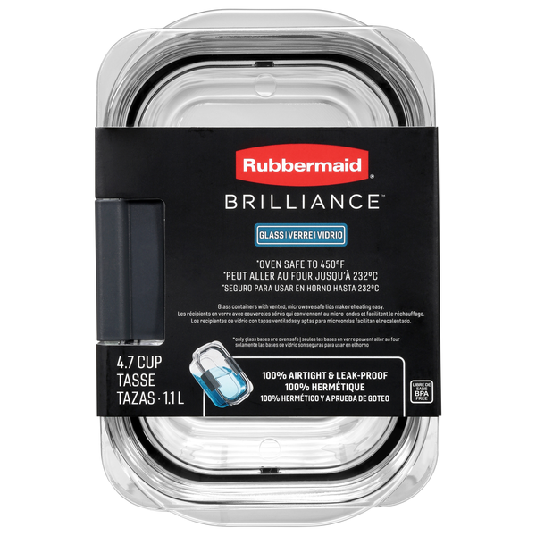 Rubbermaid Brilliance Glass Oven Safe Food Container 4.7 Cups