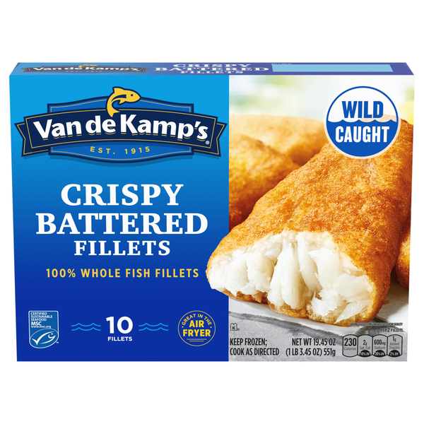 Van de Kamp's Wild Caught Crispy Battered Whole Fish Fillets - 10ct Frozen