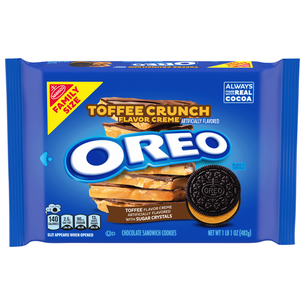 OREO Toffee Crunch Flavor Creme Chocolate Sandwiches Cookies Family Size