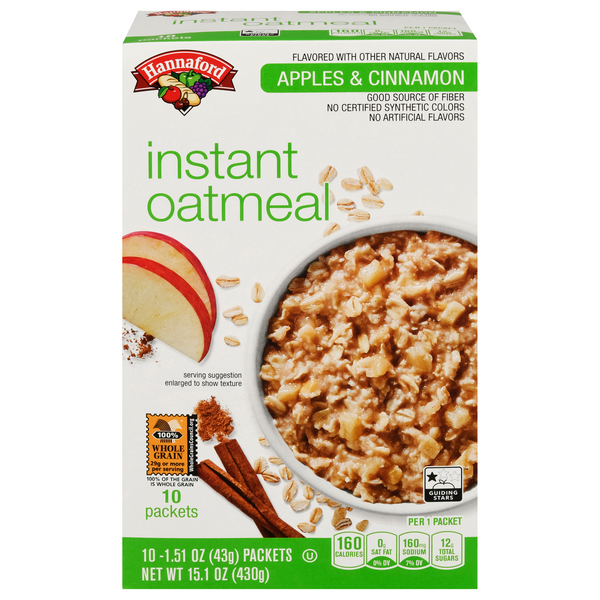 Hannaford Apples & Cinnamon Instant Oatmeal - 10 ct