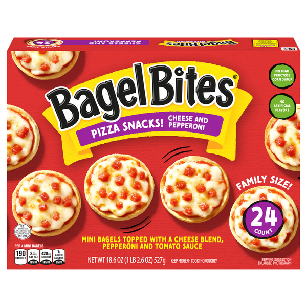 Bagel Bites Cheese & Pepperoni Mini Pizza Snacks - 24 ct Frozen