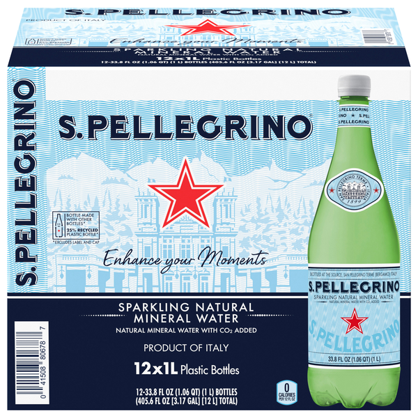 S.Pellegrino Sparkling Natural Mineral Water - 12 pk
