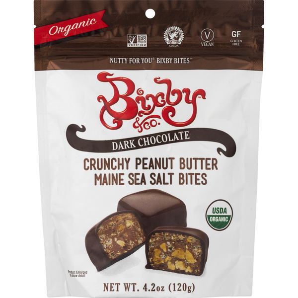 Bixby & Co. Organic Dark Chocolate Crunchy Peanut Butter Bites Candy