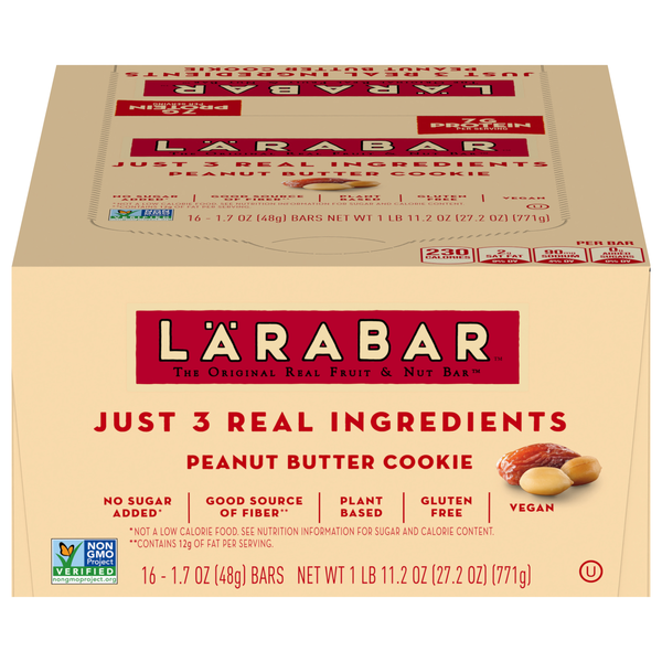 LARABAR Gluten Free Peanut Butter Cookie Fruit & Nut Bars - 16 ct