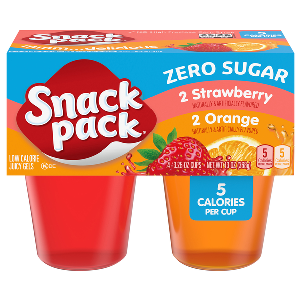 Snack Pack Zero Sugar Strawberry & Orange Juicy Gels Cups - 4 ct