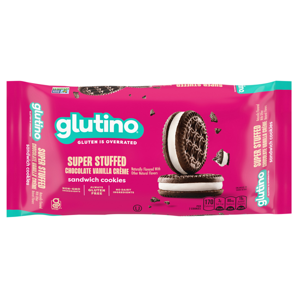 Glutino Gluten Free Stuffed Chocolate Vanilla Creme Sandwich Cookies