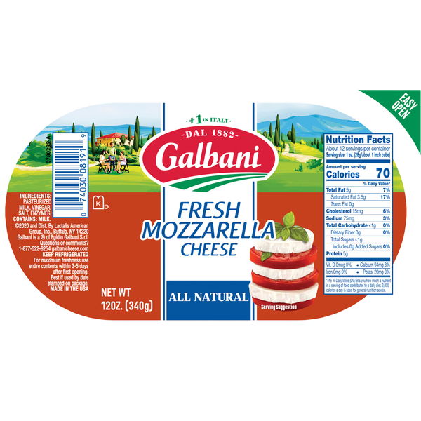 Galbani All Natural Fresh Mozzarella Cheese Slices