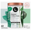 L. 100% Organic Cotton Core Unscented Light + Regular Tampons