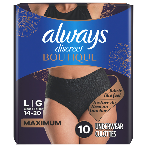 Always Discreet Boutique Women's Incontinence Underwear Max Low Rise L