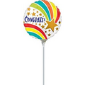 Congrats 9 Inch Mini Pre-Inflate Stick Balloon (Design Varies)