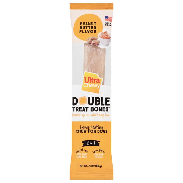Ultra Chewy Double Treat Bones Peanut Butter Flavor Dog Chew