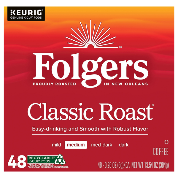 Folgers Classic Roast Medium Roast Coffee K-Cup Pods