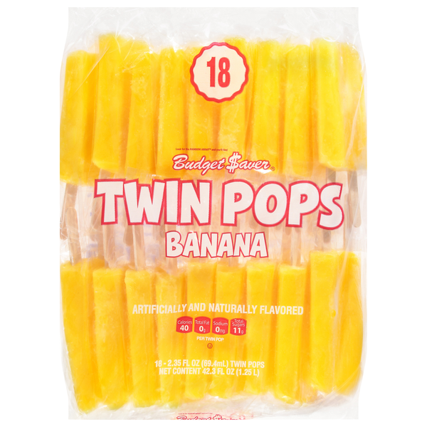 Budget Saver Twin Pops Banana Pops - 18 ct Frozen