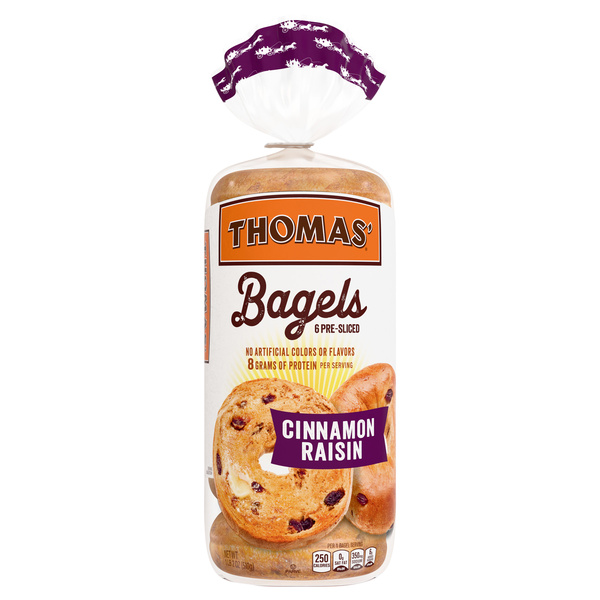 Thomas' Cinnamon Raisin Pre-Sliced Bagels - 6 ct