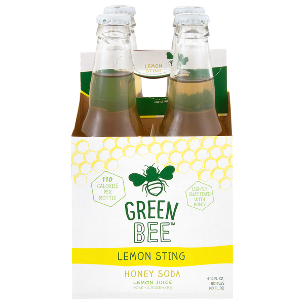 Green Bee Lemon Sting Honey Soda - 4 pk