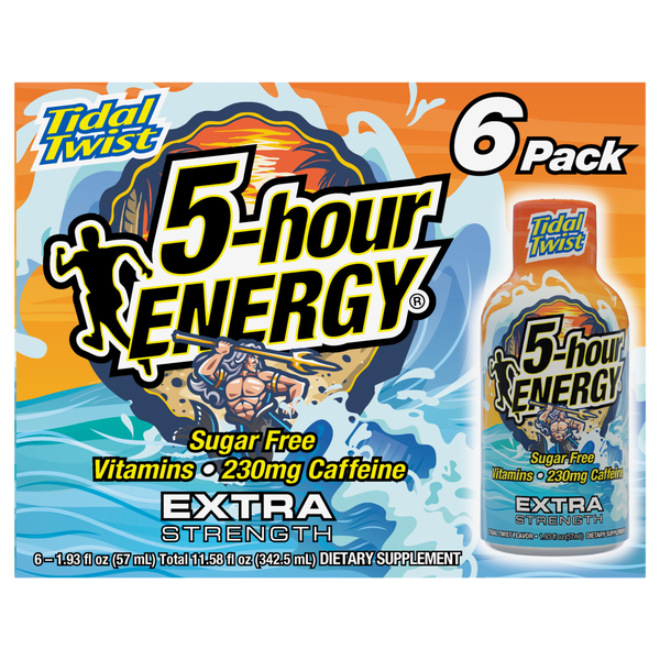 5-Hour Extra Strength Sugar Free Tidal Twist Energy Shot - 6 pk