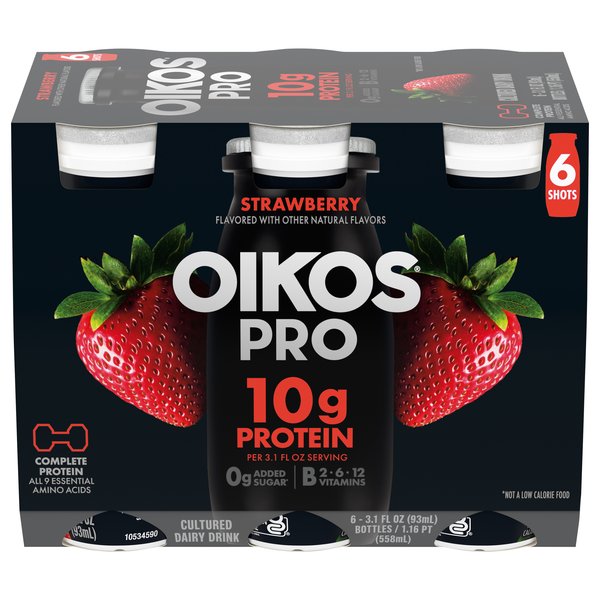 Oikos PRO 10g Strawberry Cultured Dairy Drink - 6 pk