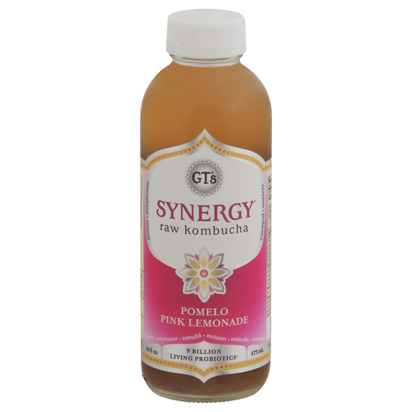 GT's Synergy Pomelo Pink Lemonade Raw Kombucha