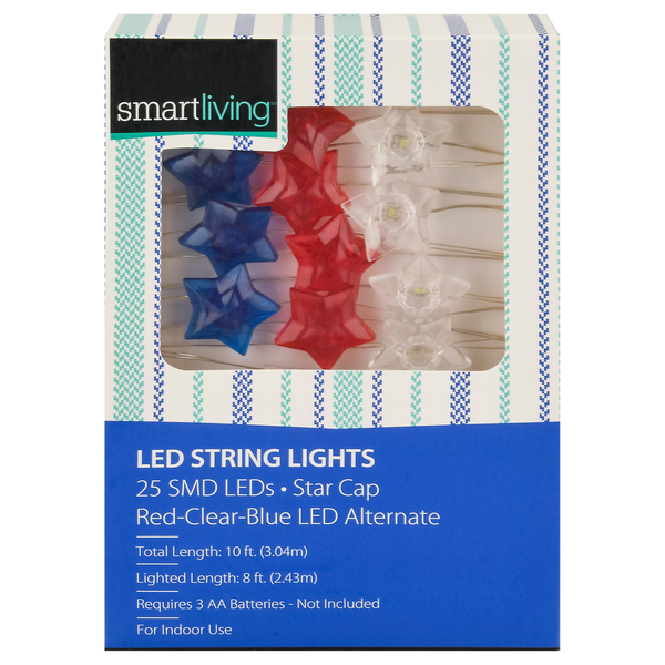 Smart Living LED String Lights Star Red Clear & Blue Alternate