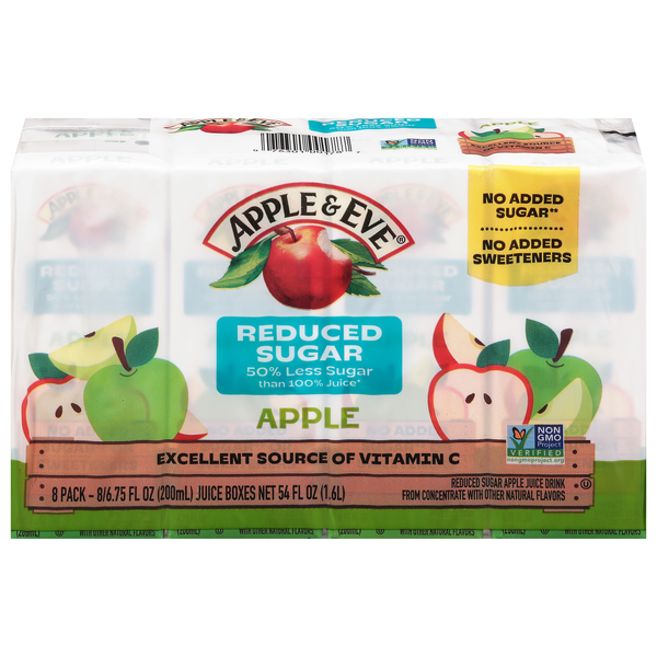 Apple & Eve Reduced Sugar Apple Juice Boxes - 8 pk