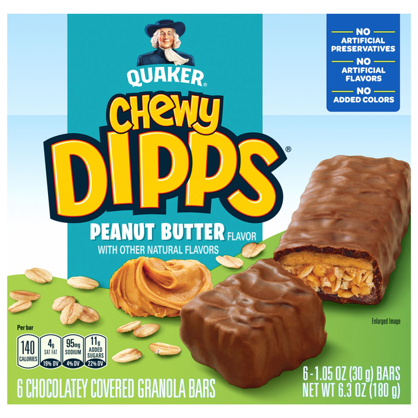 Quaker Chewy Dipps Granola Bars Peanut Butter - 6 ct