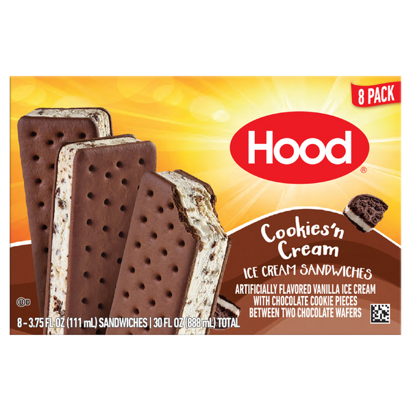 Hood Cookies 'n Cream Ice Cream Sandwiches - 8 ct
