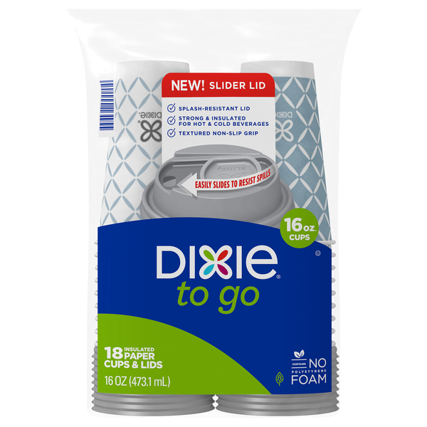 Dixie To Go Paper Cups & Lids 16 oz