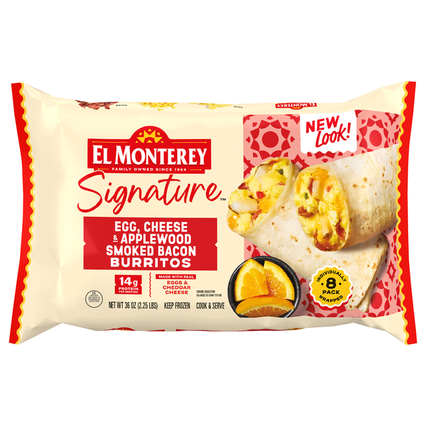 El Monterey Egg Applewood Smoked Bacon & Cheese Breakfast Burritos - 8 ct