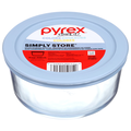 Pyrex Simply Store Round Glass Storage Container with Lid Light Blue