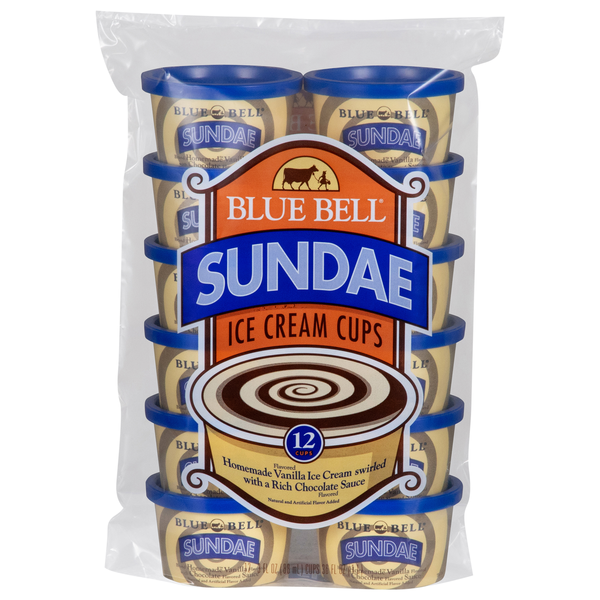 Blue Bell Sundae Ice Cream Cups - 12 ct