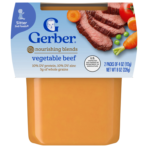Gerber Mealtime 2nd Baby Food Vegetable Beef - 2 ct
