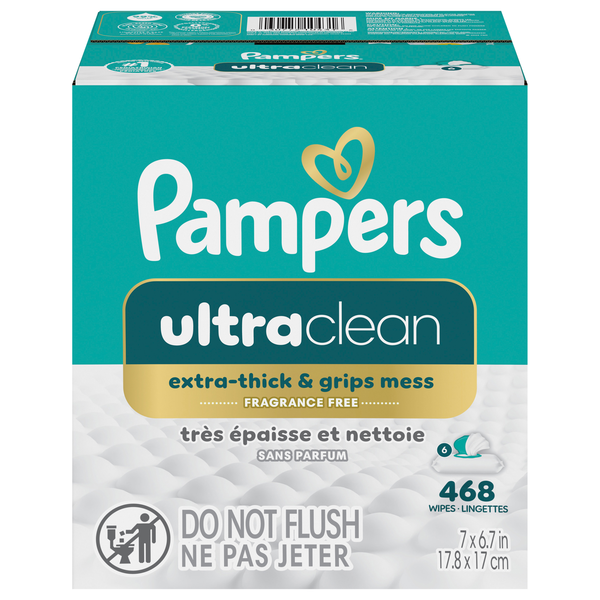 Pampers Ultraclean Baby Wipes Unscented - 6 pk