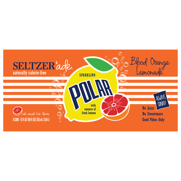 Polar Blood Orange Lemonade Sparkling Seltzer Water'ade - 8 pk