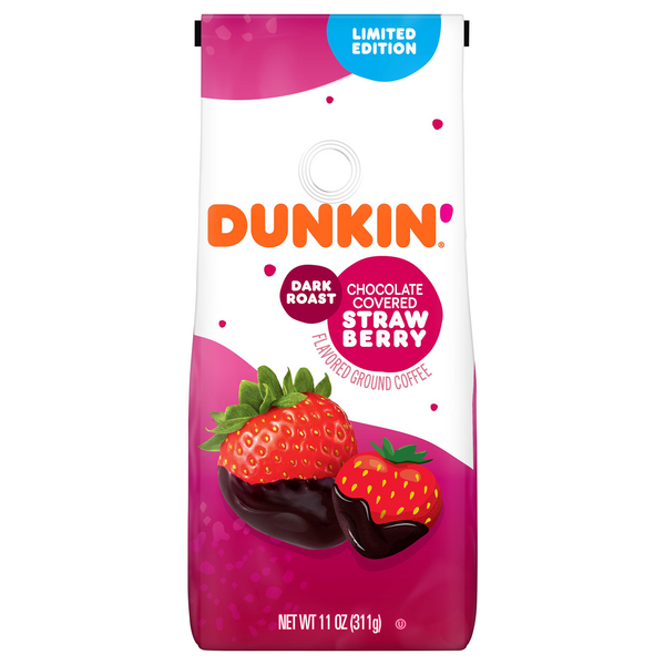 Save on Dunkin' Chocolate Covered Strawberry Dark Roast Coffee Ground
