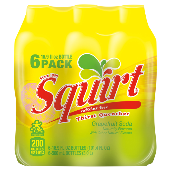 Squirt Thirst Quencher Grapefruit Soda Caffeine Free - 6 pk