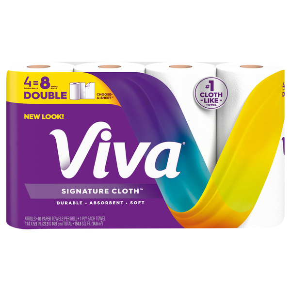 Viva Choose-A-Sheet Double Roll 1-Ply Paper Towels - 4 ct