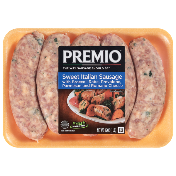 Premio Sweet Italian Sausage with Broccoli Rabe & Romano Cheese - 6 ct