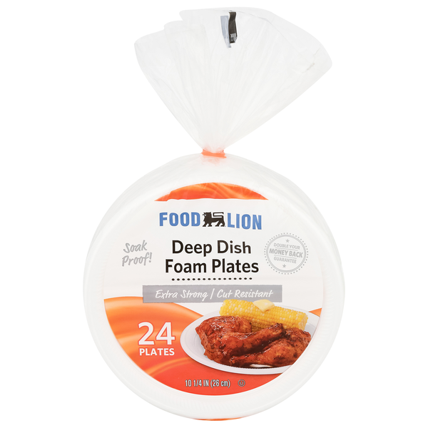 Food Lion Foam Plates Deep Dish 10.25 Inch
