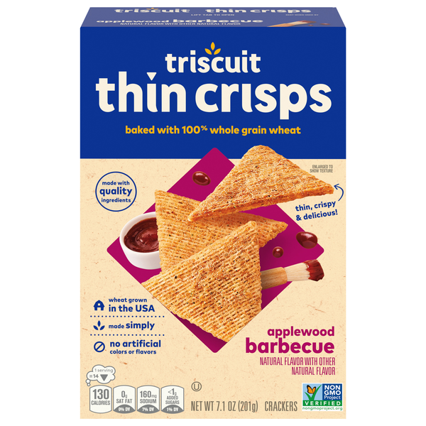 Triscuit Thin Crisps Applewood Barbecue Whole Grain Wheat Crackers