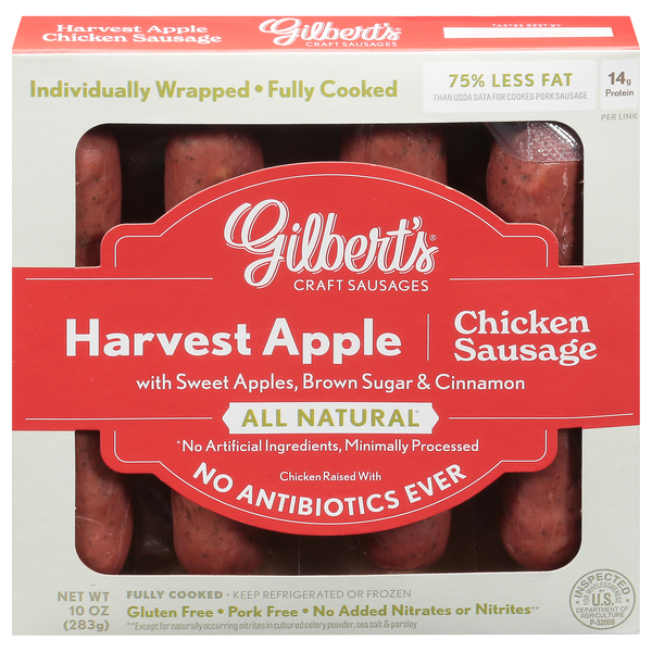 Gilbert's Gluten Free Fully Cooked Harvest Apple Chicken Sausage