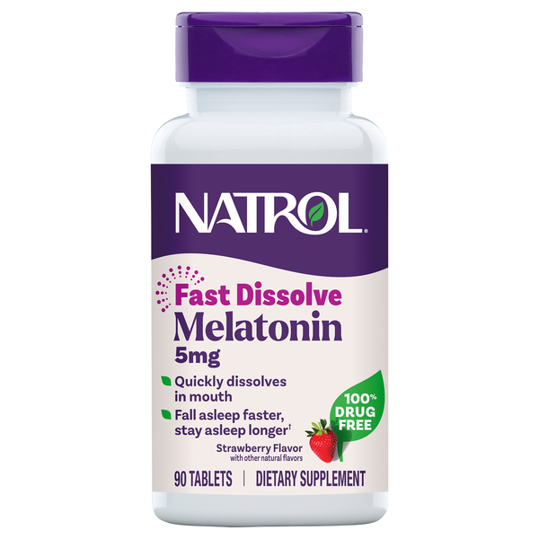 Natrol Melatonin 5mg Dietary Supplement Fast Dissolve Tablets Strawberry