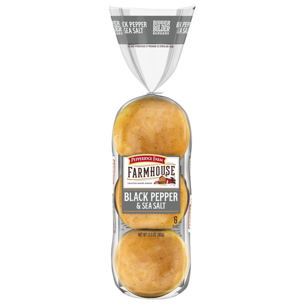 Pepperidge Farm Farmhouse Black Pepper & Sea Salt Buns - 6 ct